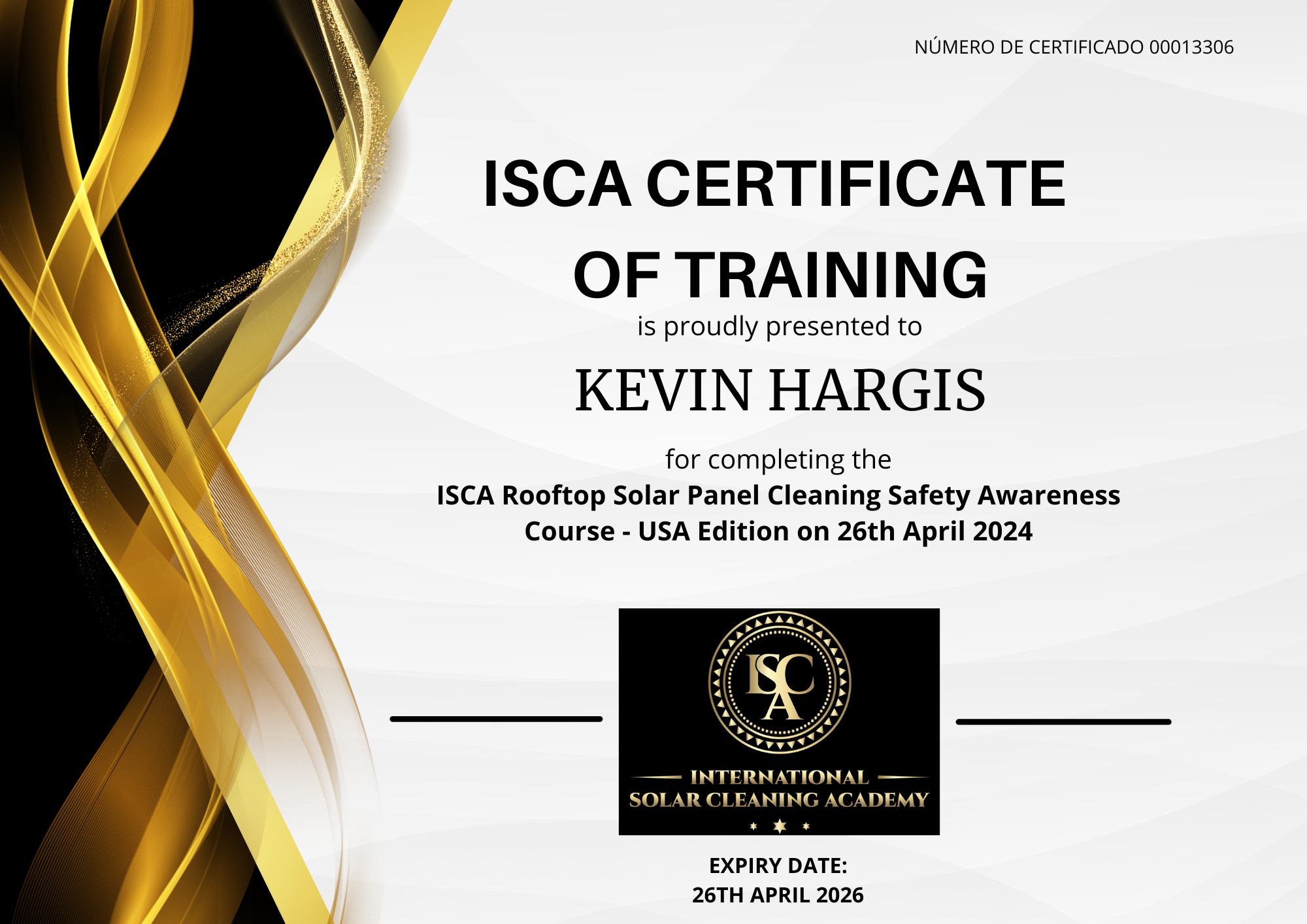 ISCA Certificate