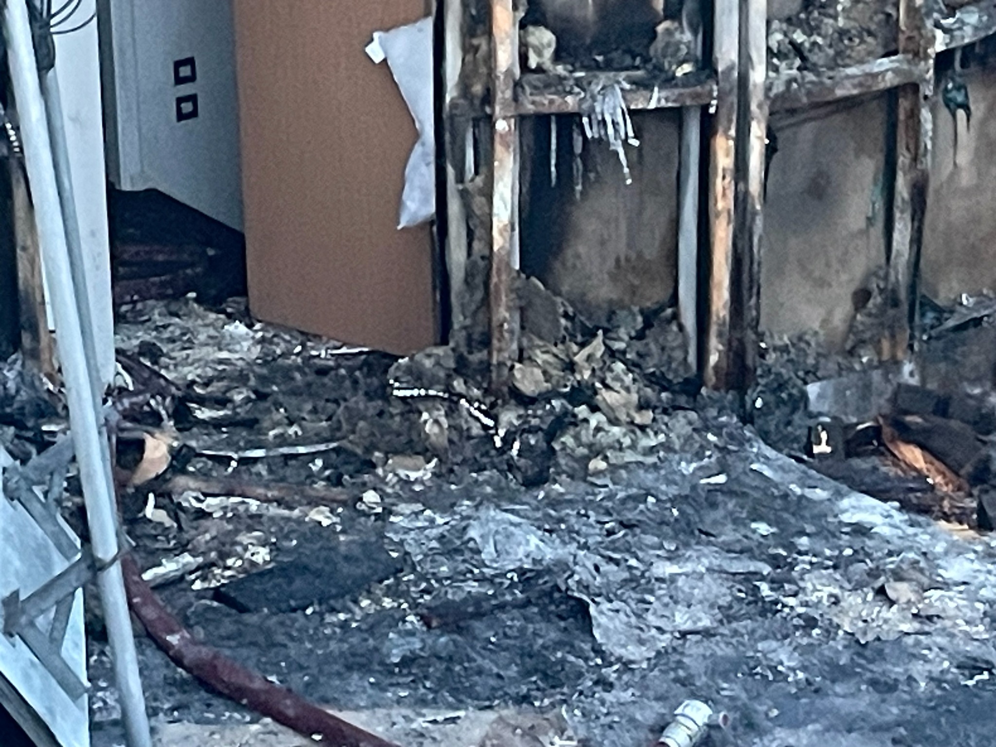 Internal structural and material damage following a rooftop fire involving photovoltaic equipment